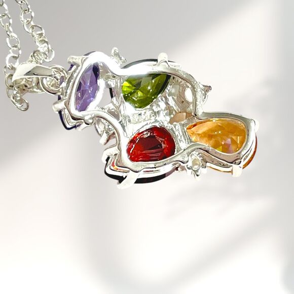 NVC Nataliya V Collister Silver Tone Pendant Necklace Rhinestone Cluster Bling - Picture 6 of 9